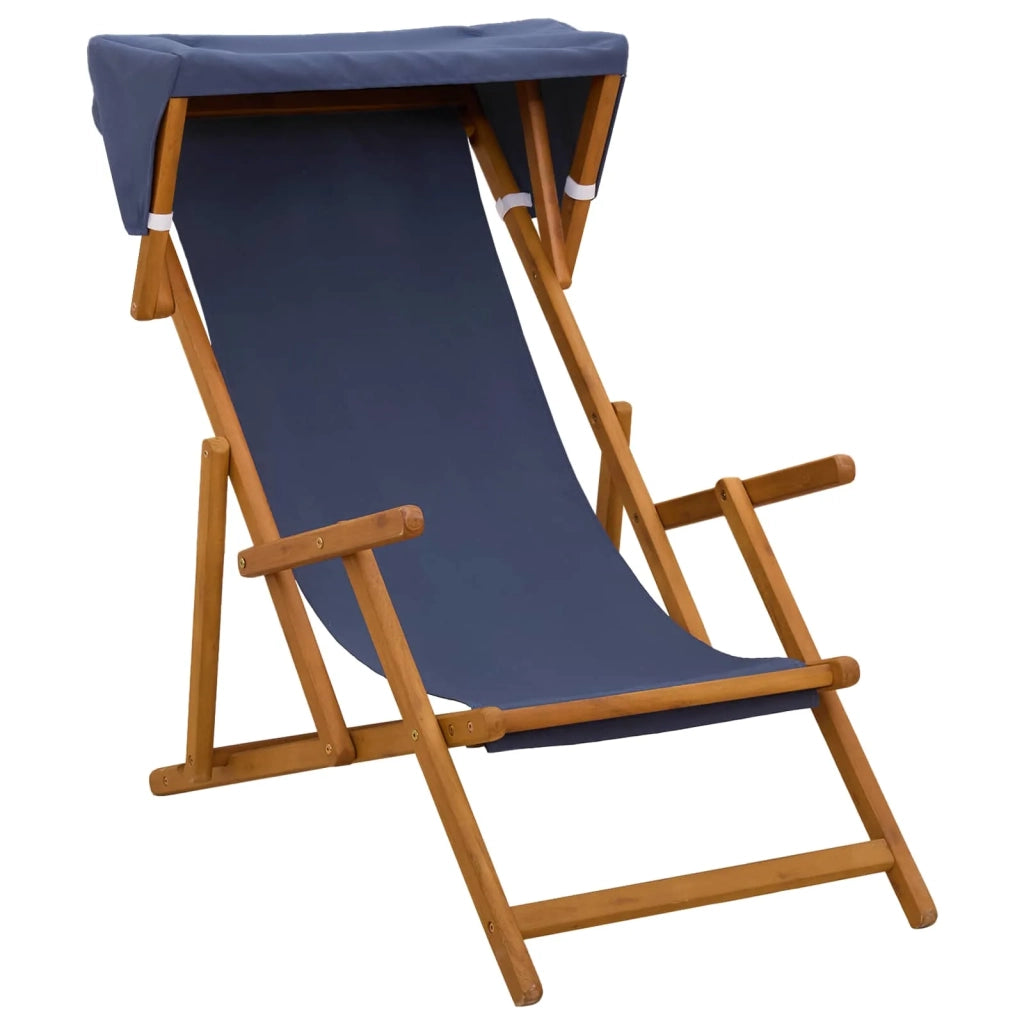 Lettino 3 Posizione Legno di Eucalipto Massello Blu 42024882