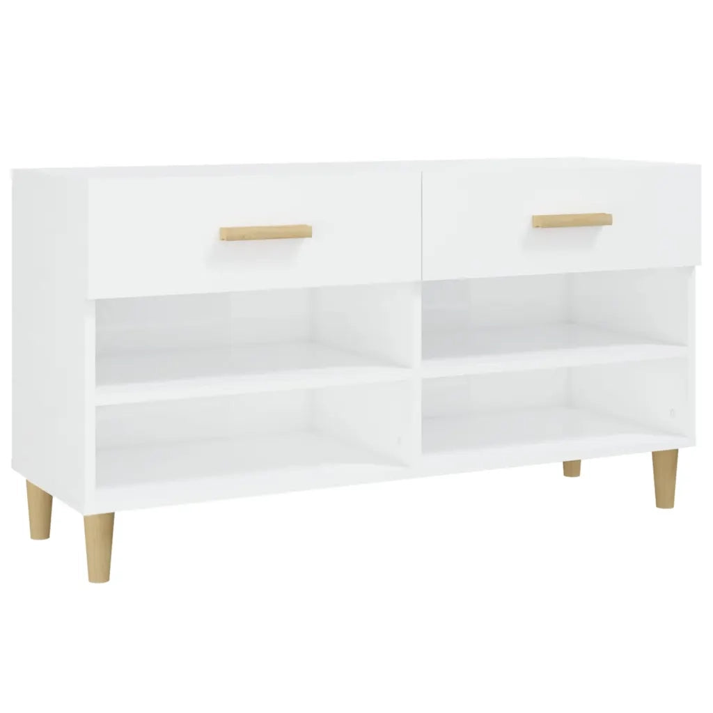 Scarpiera-Scaffale per scarpe Bianco Lucido 102x35x55 cm in Legno Multistrato 919816