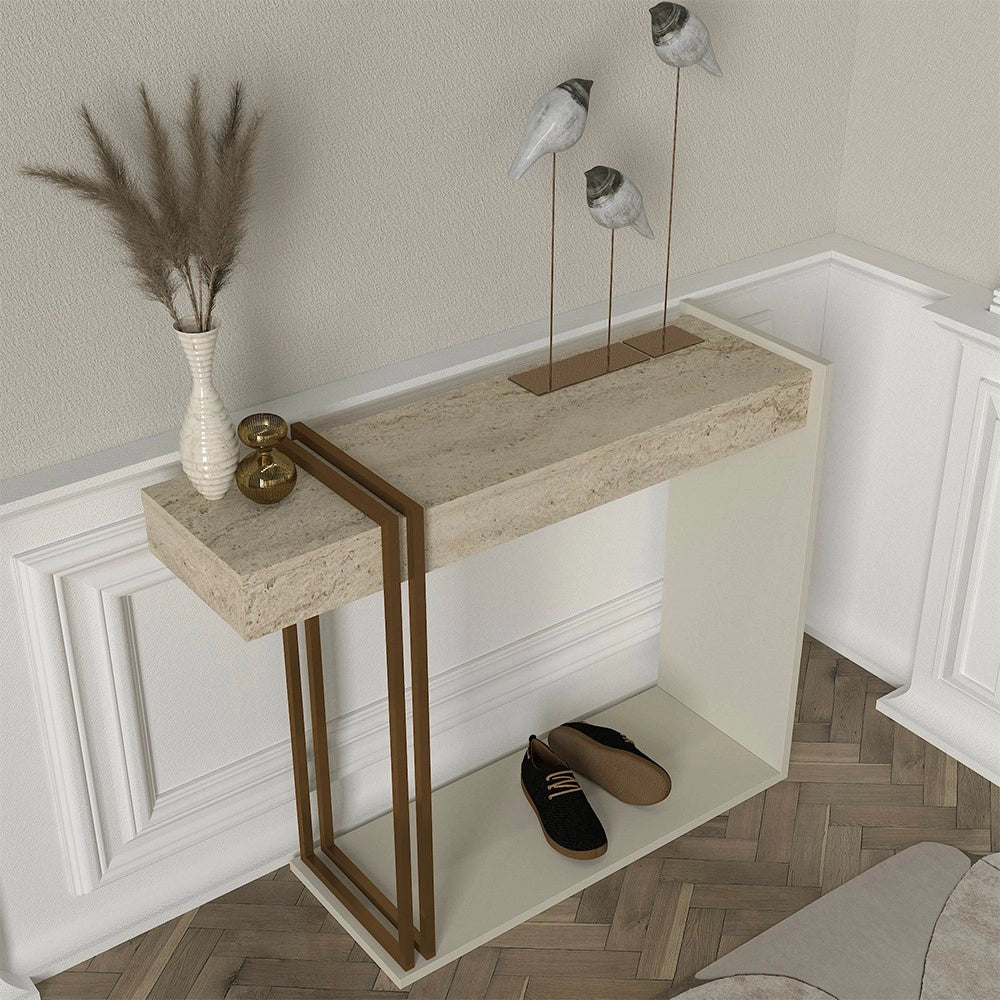 Consolle Ingresso Desca Travertino e Cashmere – Design Moderno Salvaspazio