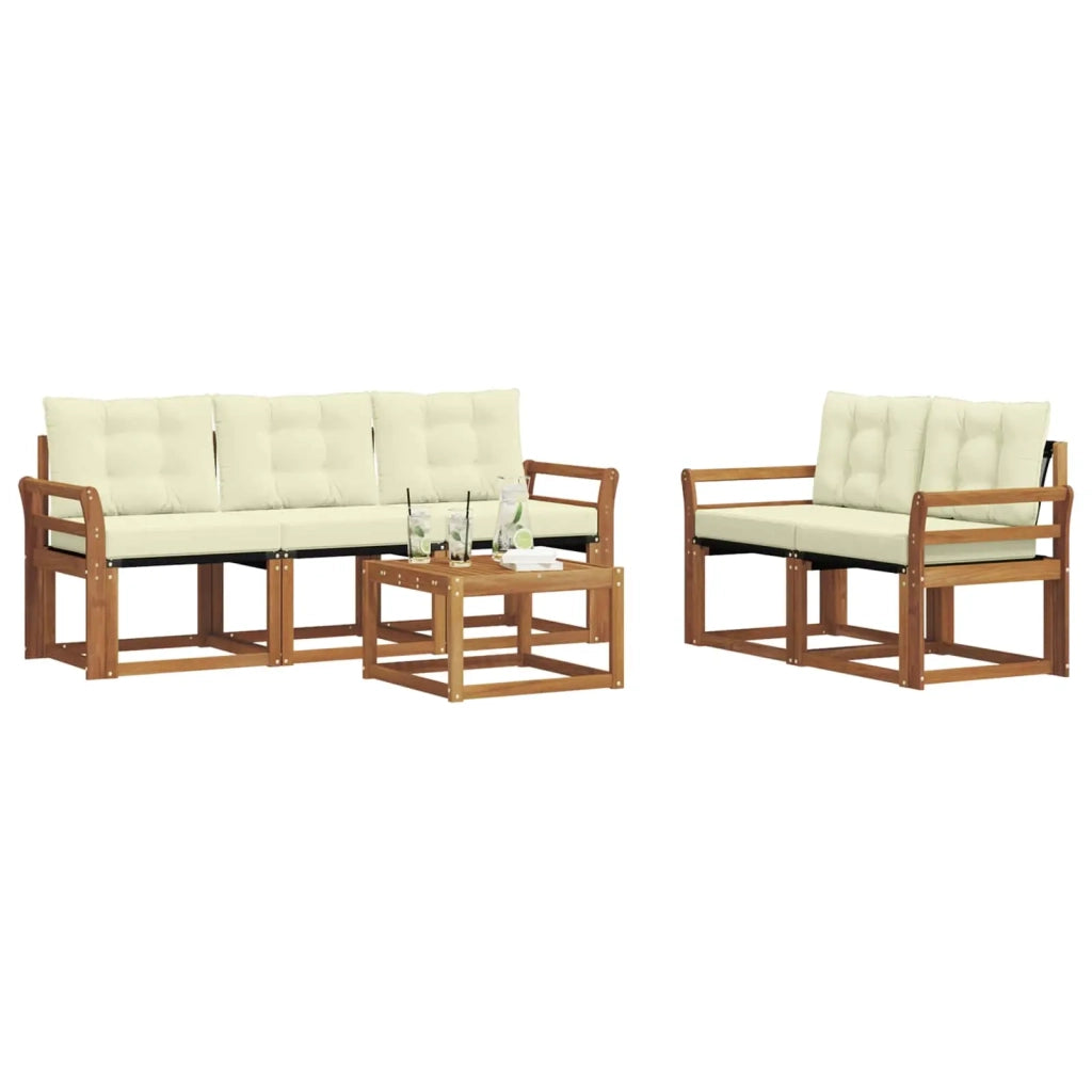 Set di divani da esterno con cuscino 6 pcs Naturale e Crema 3368401