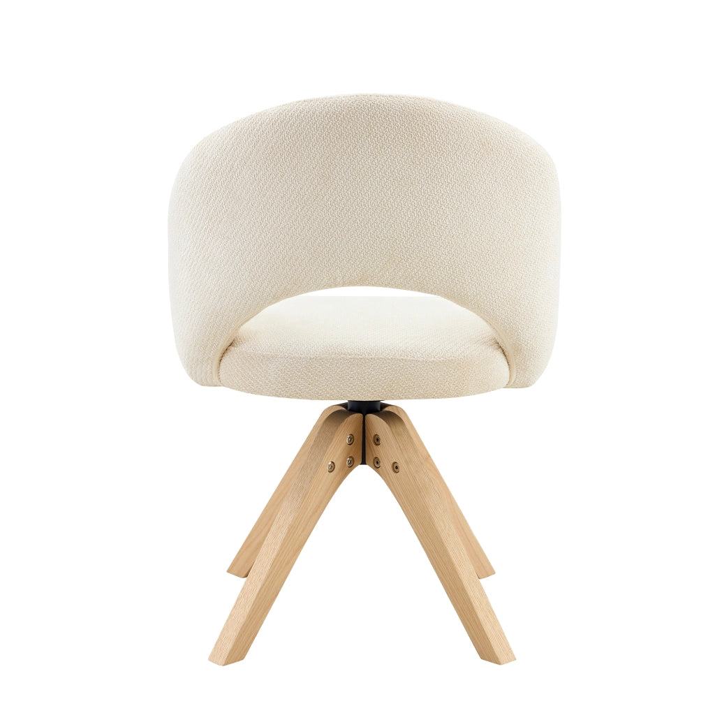 SEDIA Girevole 360° Set da 2 pezzi Tessuto bianco Legno massello 84 cm