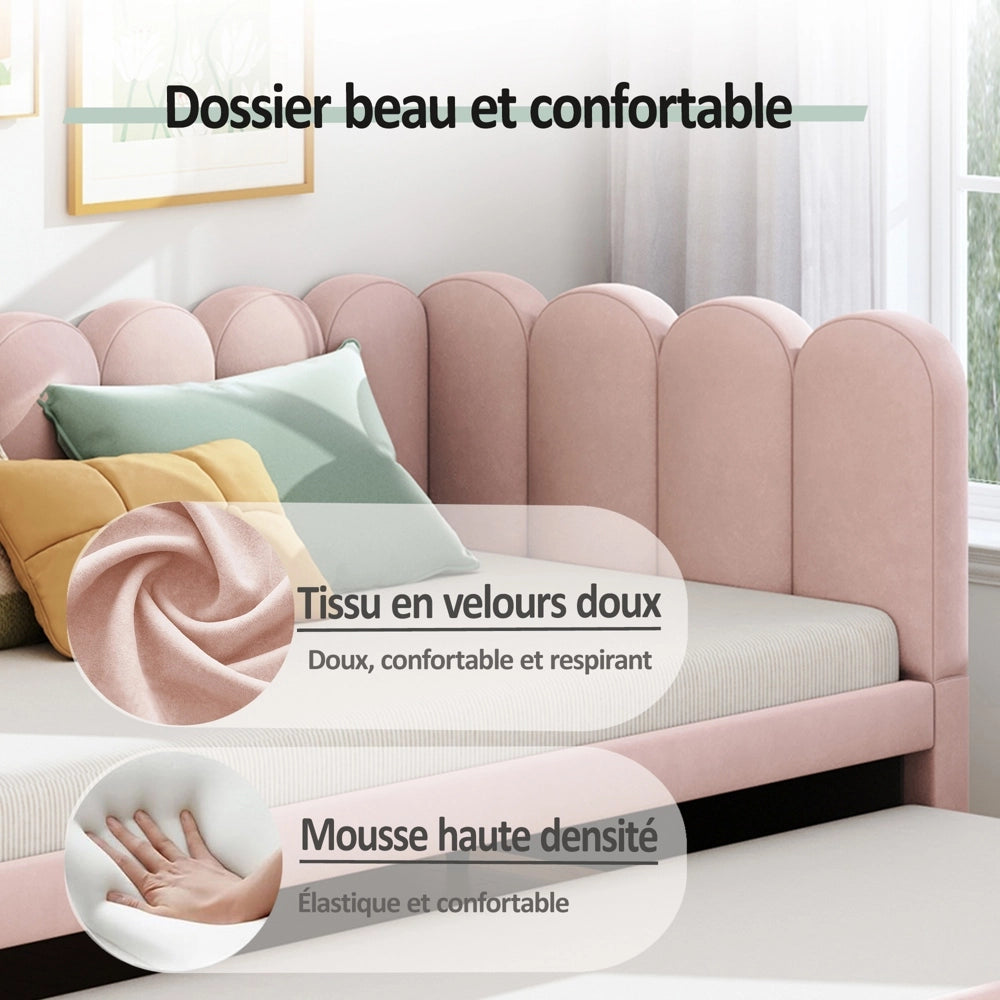 Divano angolare 2 in 1 - Xylo - 90/180x200 cm velluto rosa