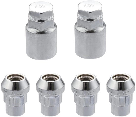 Set di protezione per ruote e mozzo M12x1,5 per auto - colore argentato - protezione contro furto