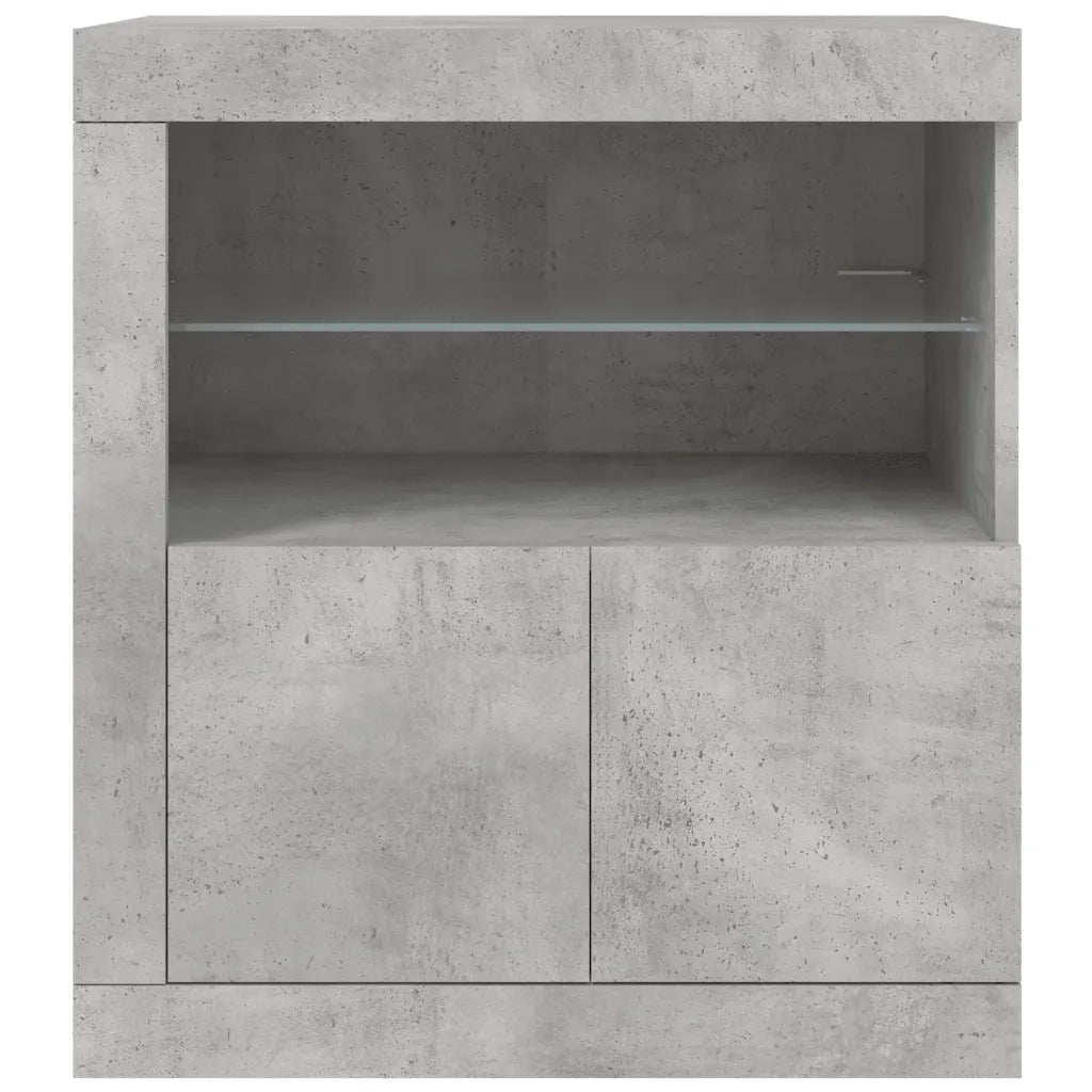 Credenza con Luci LED-Buffet-Armadio da cucina Grigio Cemento 60,5x37x67 cm 162170