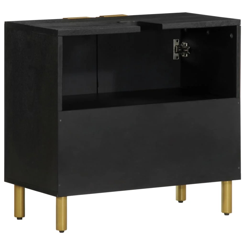 Mobile lavabo moderno con contenitore 62 x 33 x 58 cm stile industriale legno ingegnerizzato nero 02_0057722