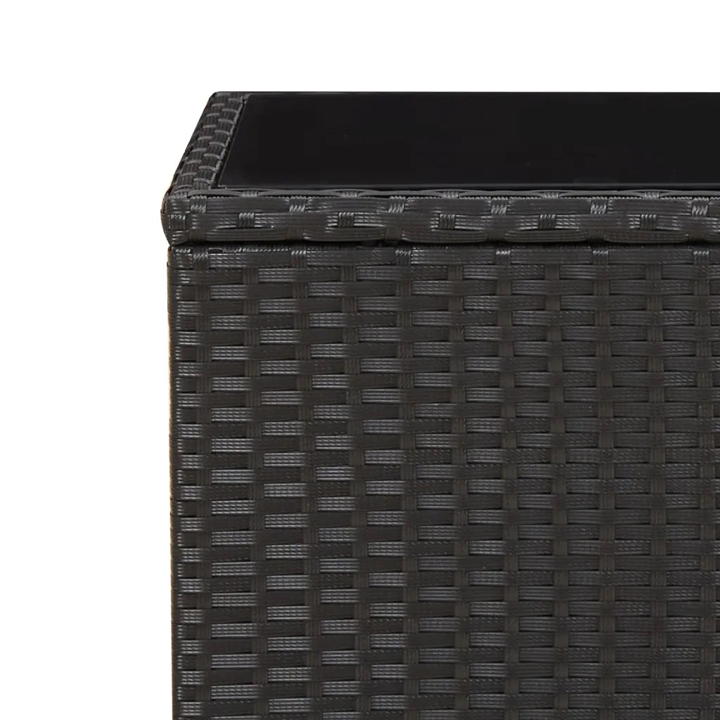 Tavolino da Giardino | Tavolino con Piano Vetro Nero in Polyrattan e Vetro Temperato