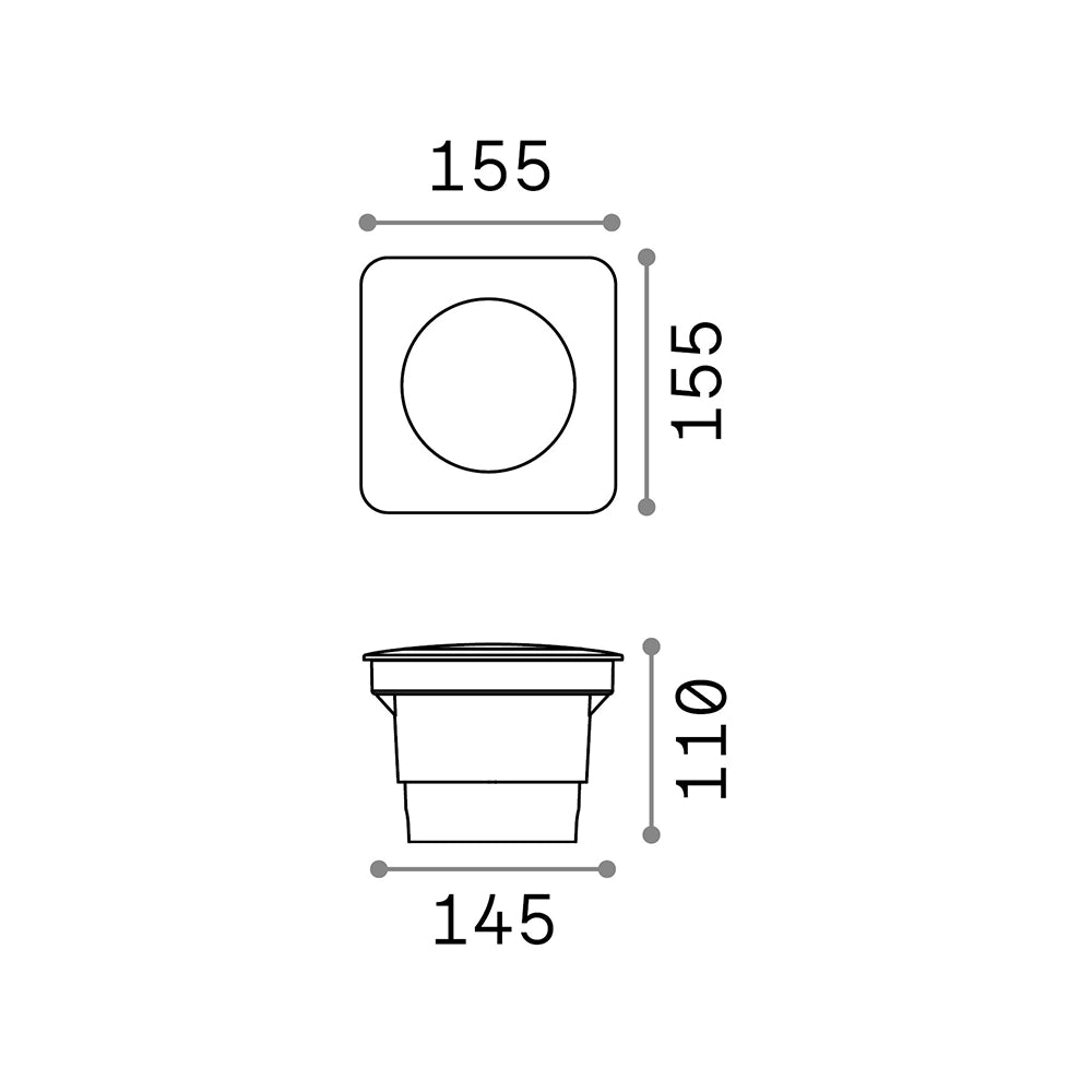 Faretto Da Incasso Moderno Gravity Square Materie Plastiche Nero 1 Luce Gx53 Big