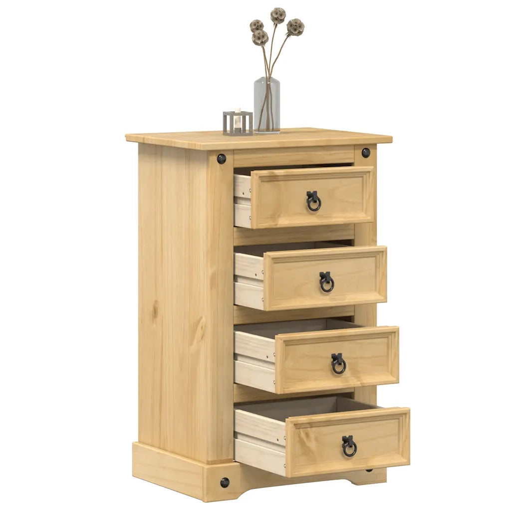 Comodino-Tavolino da notte Corona 53x39x84 cm in Legno Massello di Pino