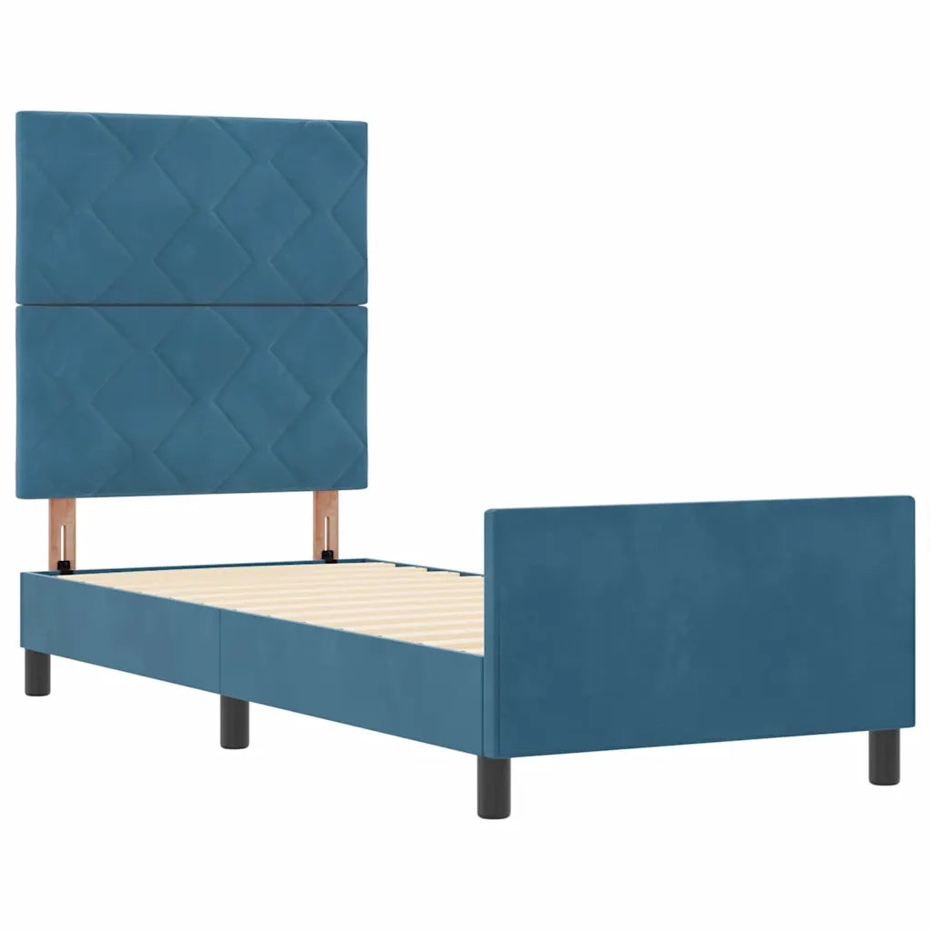 Letto a molle con testiera Blu Scuro 80 x 200 cm Velluto 3344973
