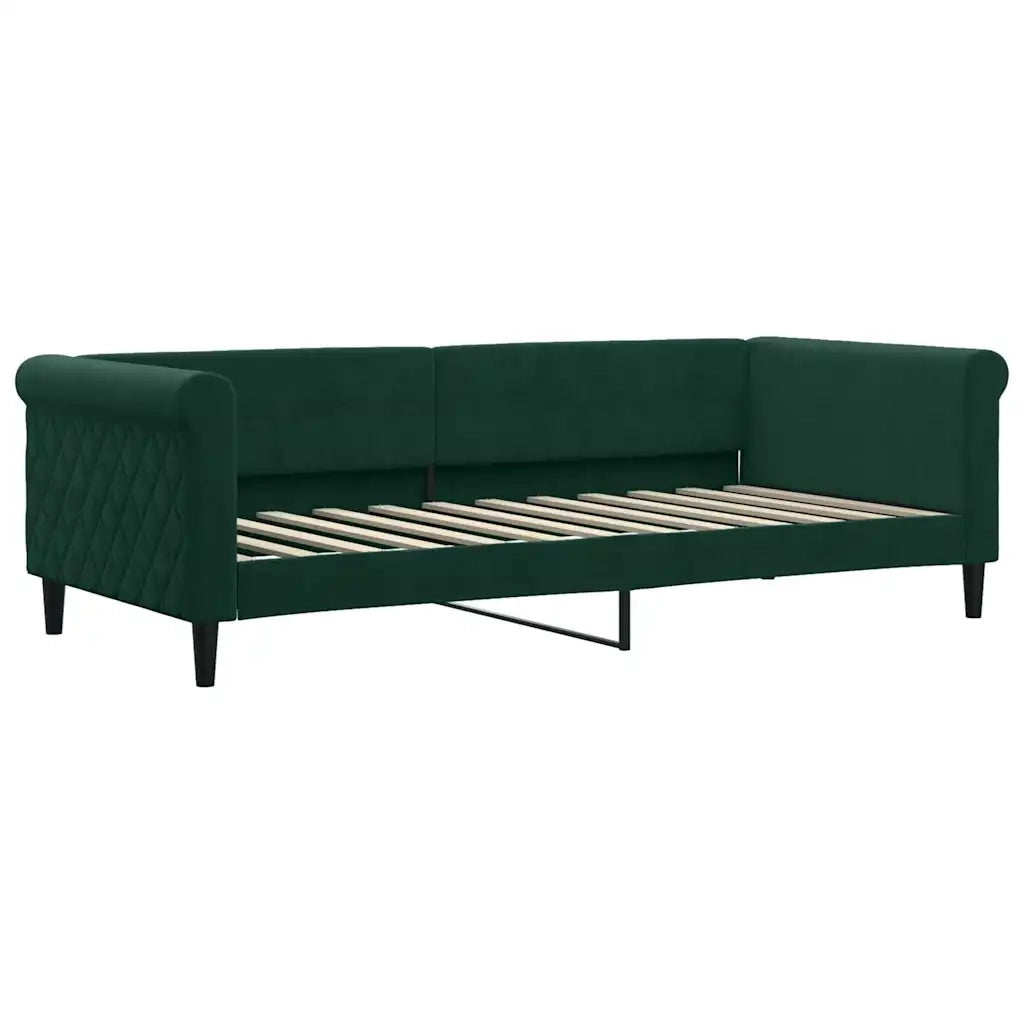 Divano Letto Estraibile Cassetti Verde Scuro 90x200cm Velluto 3197845