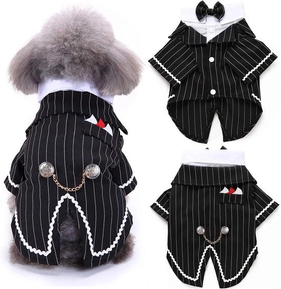 Abito per cani con cravatta a farfalla - camicia per animali domestici formale, abito elegante per matrimoni, abito per feste di compleanno, adatto per Maltese, Terrier di York, Shih Tzu, cani piccoli e medi, Modello M