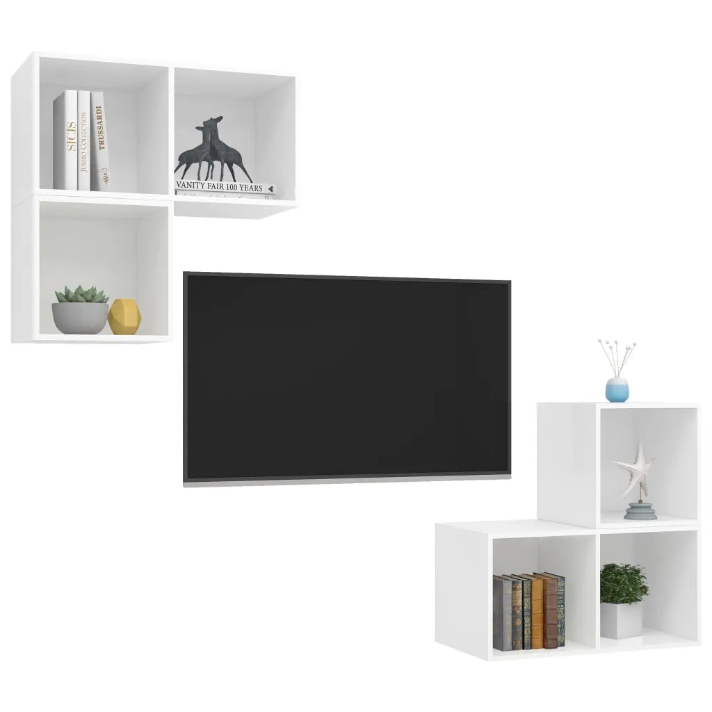 Set Mobile TV 4 pz-Credenza per TV Bianco in Truciolato 403353