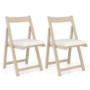 Set di 2 sedie pieghevoli con struttura in legno di gomma, Sedie imbottite per sala da pranzo e matrimonio Beige
