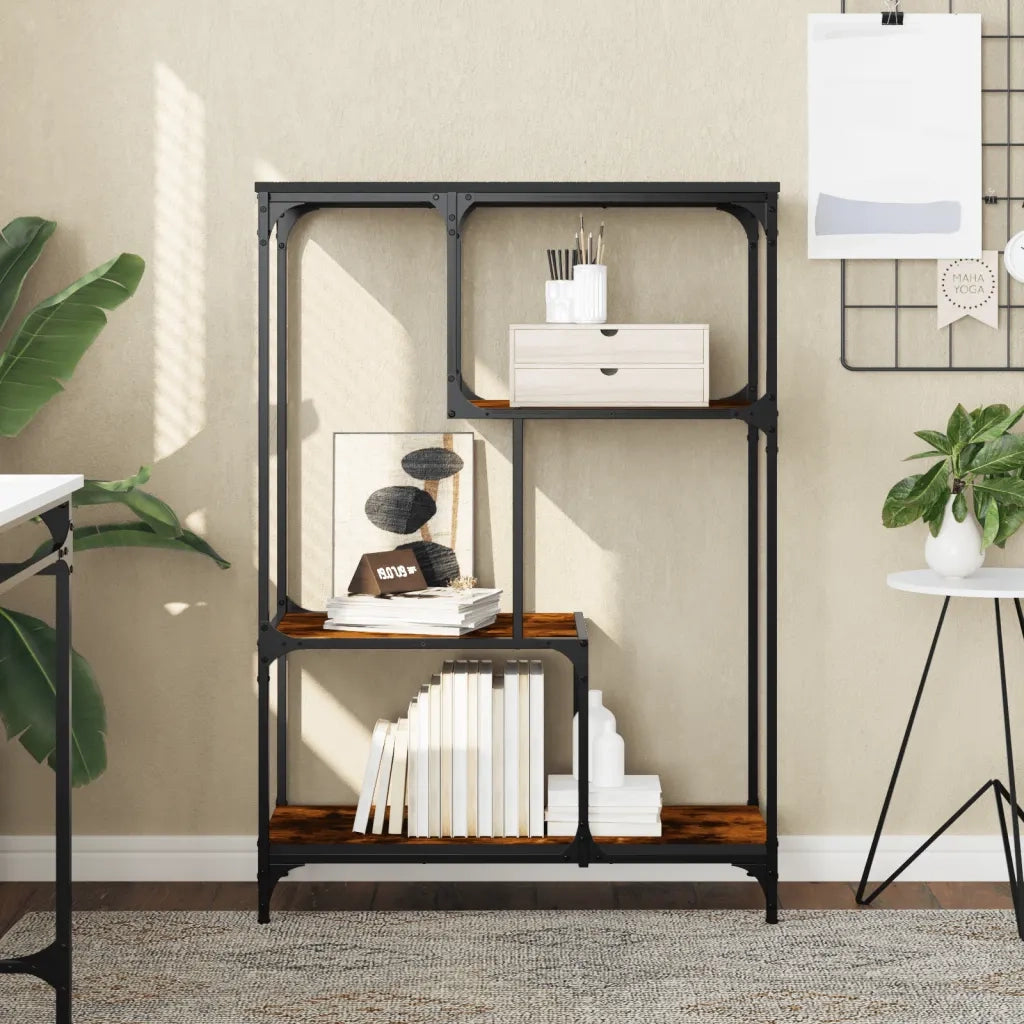 Libreria Rovere Fumo 81x36x115 cm Legno Multistrato e Acciaio 835406
