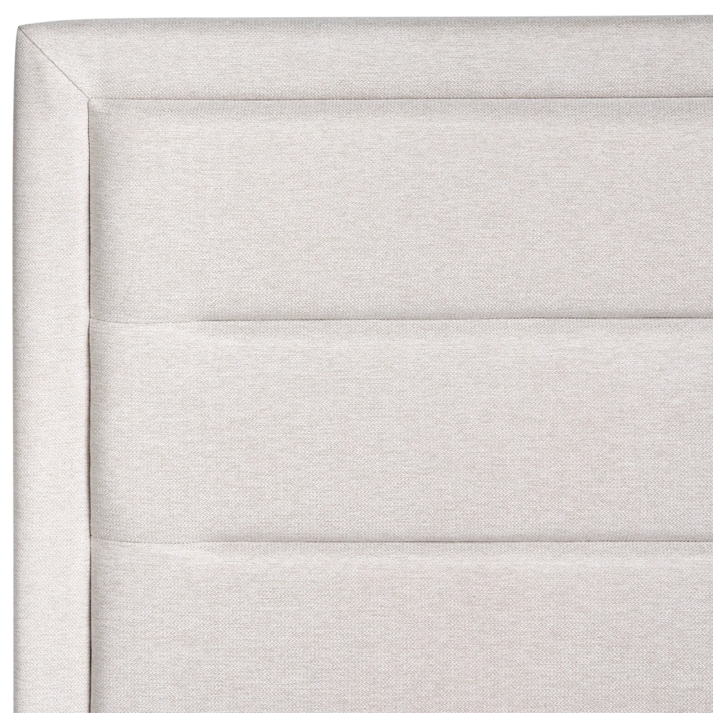 Letto matrimoniale in tessuto con contenitore beige chiaro 140 x 200 cm design moderno imbottito con testiera ottomana