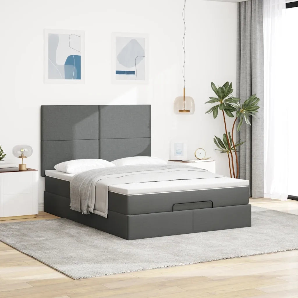 Struttura Letto Pouf con Materasso 140x200 cm in Tessuto 3313928