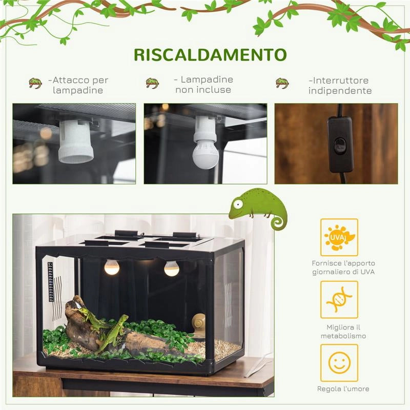 TARTARUGHE DI TERRA CAMALEONTE, IGUANA, GECO E RETTILI IN VETRO CON TERMOMETRO