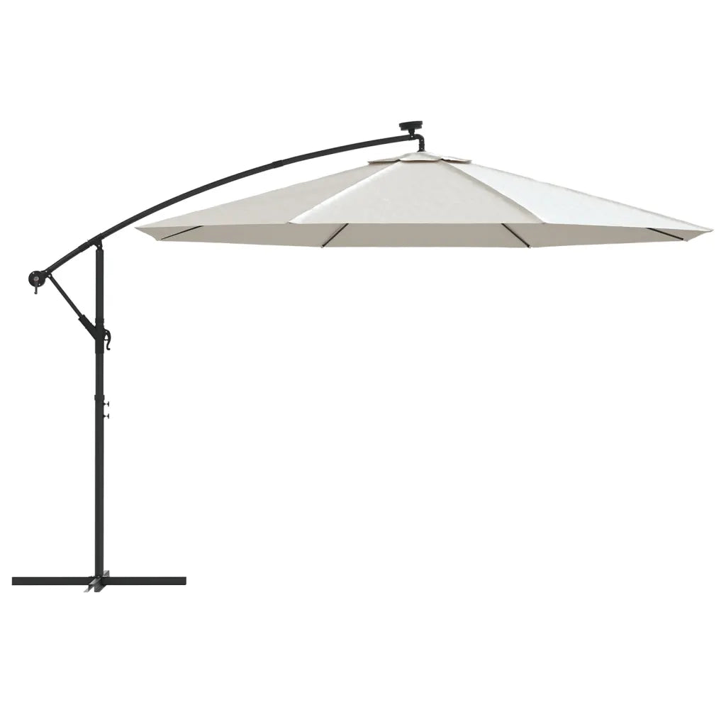 Ombrellone a Sbalzo con LED e Palo in Metallo 350 cm Sabbia 44523