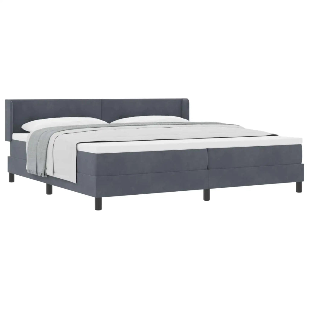Letto a molle con testiera Grigio scuro 200 x 200 cm Velluto 3341487