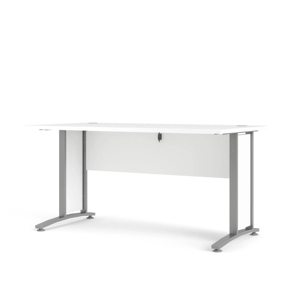 Scrivania Ascorbato, Scrittoio multiuso, Tavolo per ufficio porta PC, Piano di lavoro, 150x80 h75 cm, Bianco e Grigio