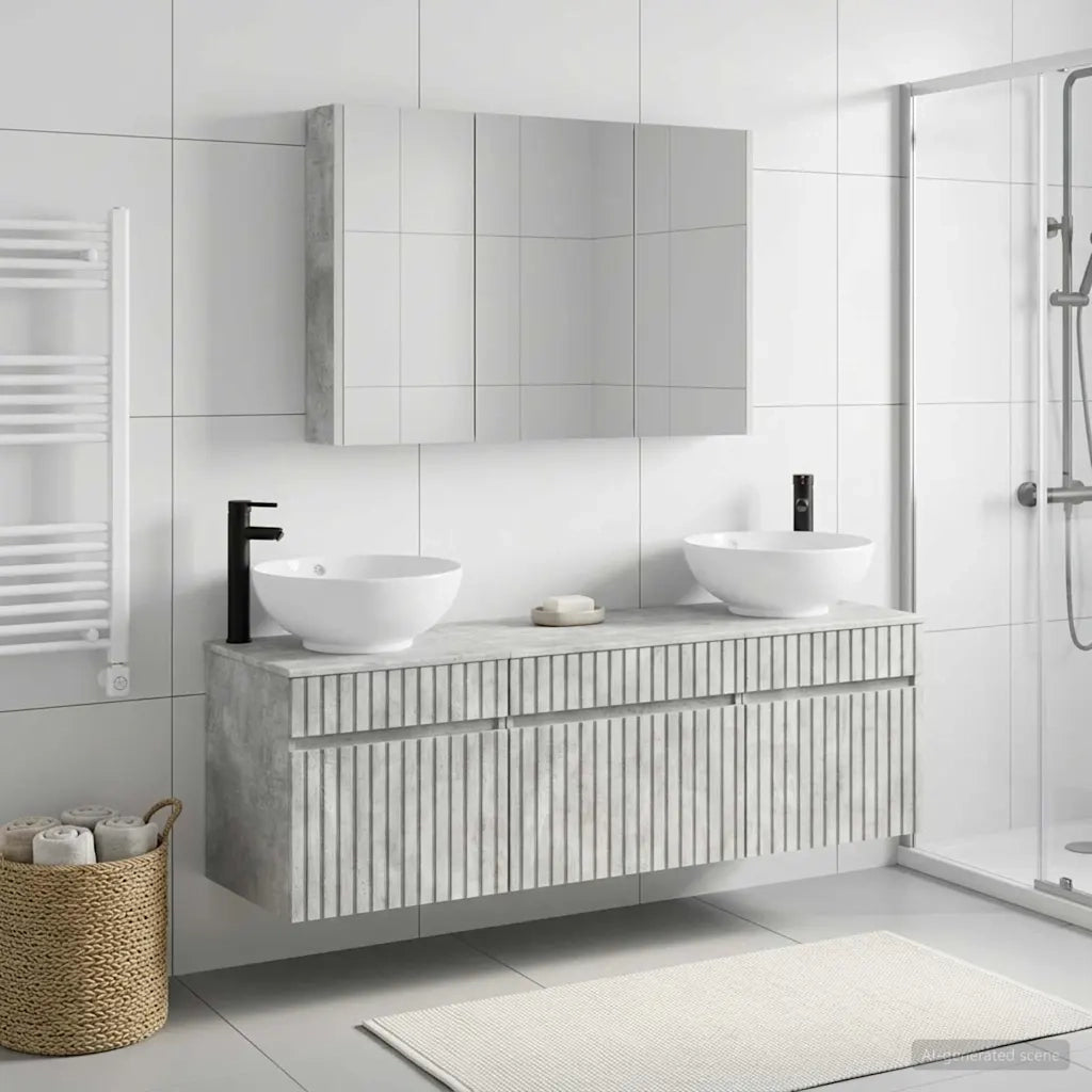 Set di Armadi da Bagno 4 pcs Grigio Cemento 3406626