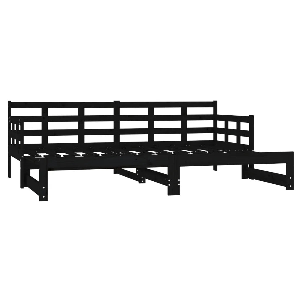 Dormeuse Estraibile Nera in Legno Massello di Pino 2x(90x190)cm cod mxl 59363
