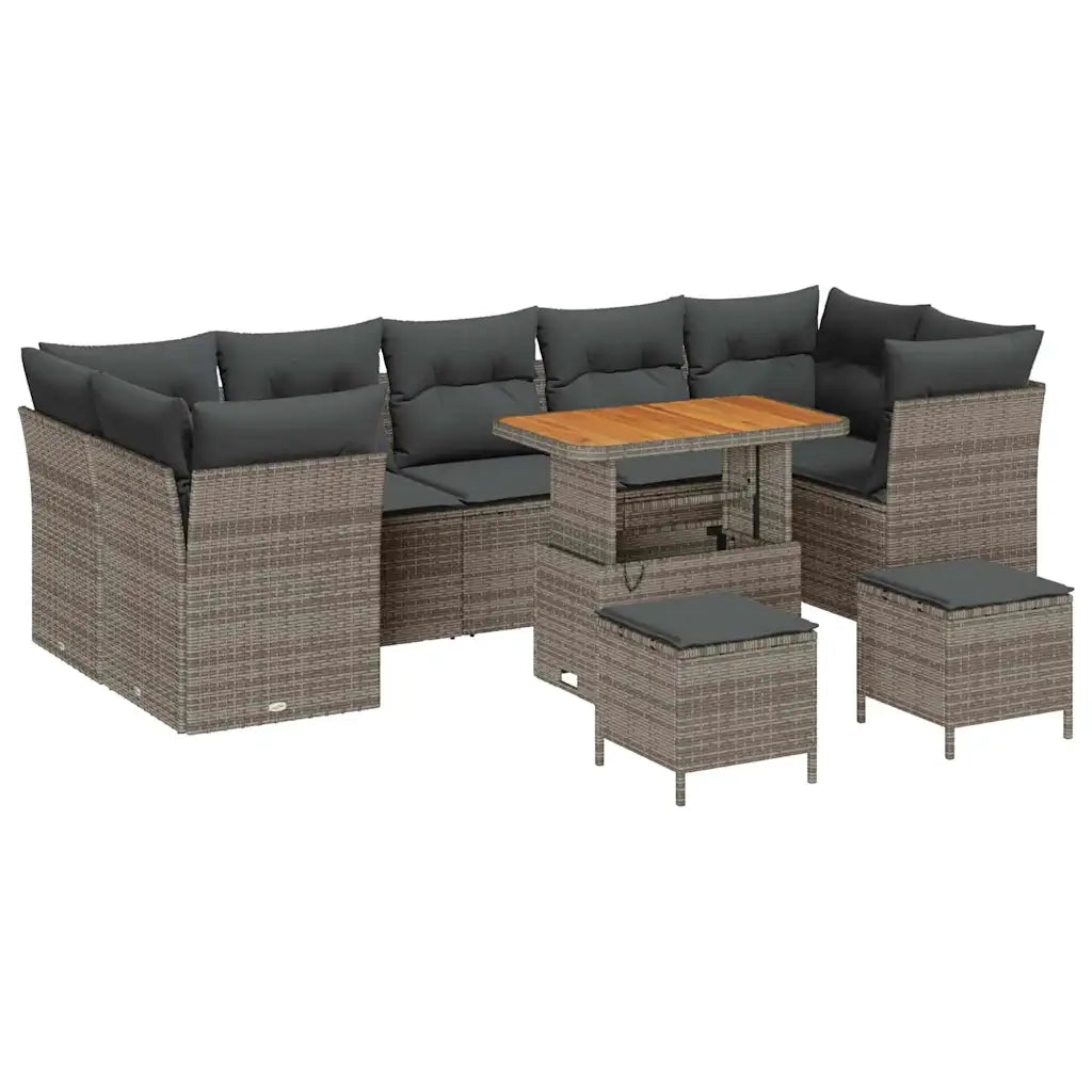 Set Divano da Giardino con cuscino 10 pcs Grigio 3363423