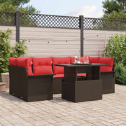 Set Divano da Giardino con cuscino 7 pcs Marrone polyrattan