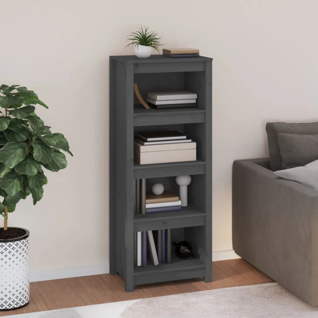 Libreria Grigia 50x35x125,5 cm in Legno Massello di Pino 821711
