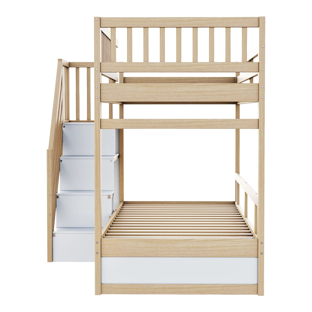 LETTO a castello 90x200 cm in legno, bianco/grigio/effetto legno