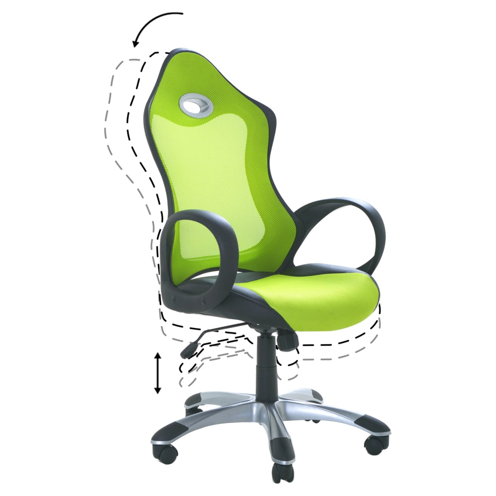 Sedia da Ufficio Tessuto a Rete Verde Girevole Meccanismo di Inclinazione Sedile Regolabile in Altezza Schienale Ergonomico