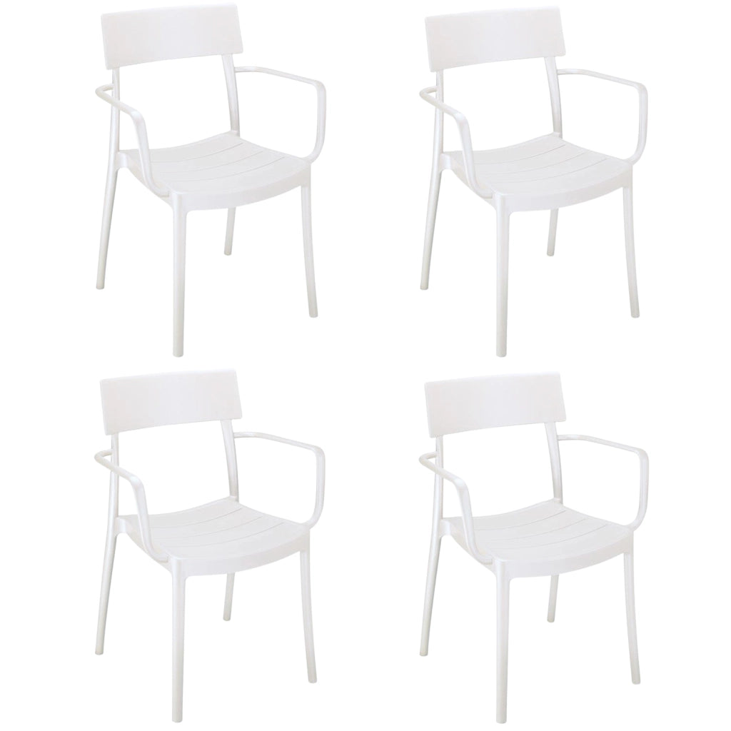 Marvin Sedia In Polipropilene Roma Da Interno Esterno Giardino Impilabile Design Sedie Con Braccioli Mode Bianco/4 Sedie