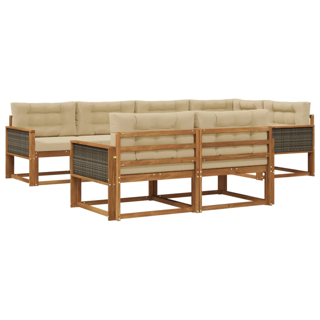 Set di divani da esterno 8 pz Naturale e Beige 3382641