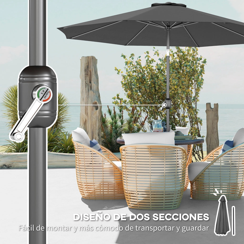 Ombrellone da giardino ¨C zephmum ¨C grigio scuro, metallo, ?295x250 cm