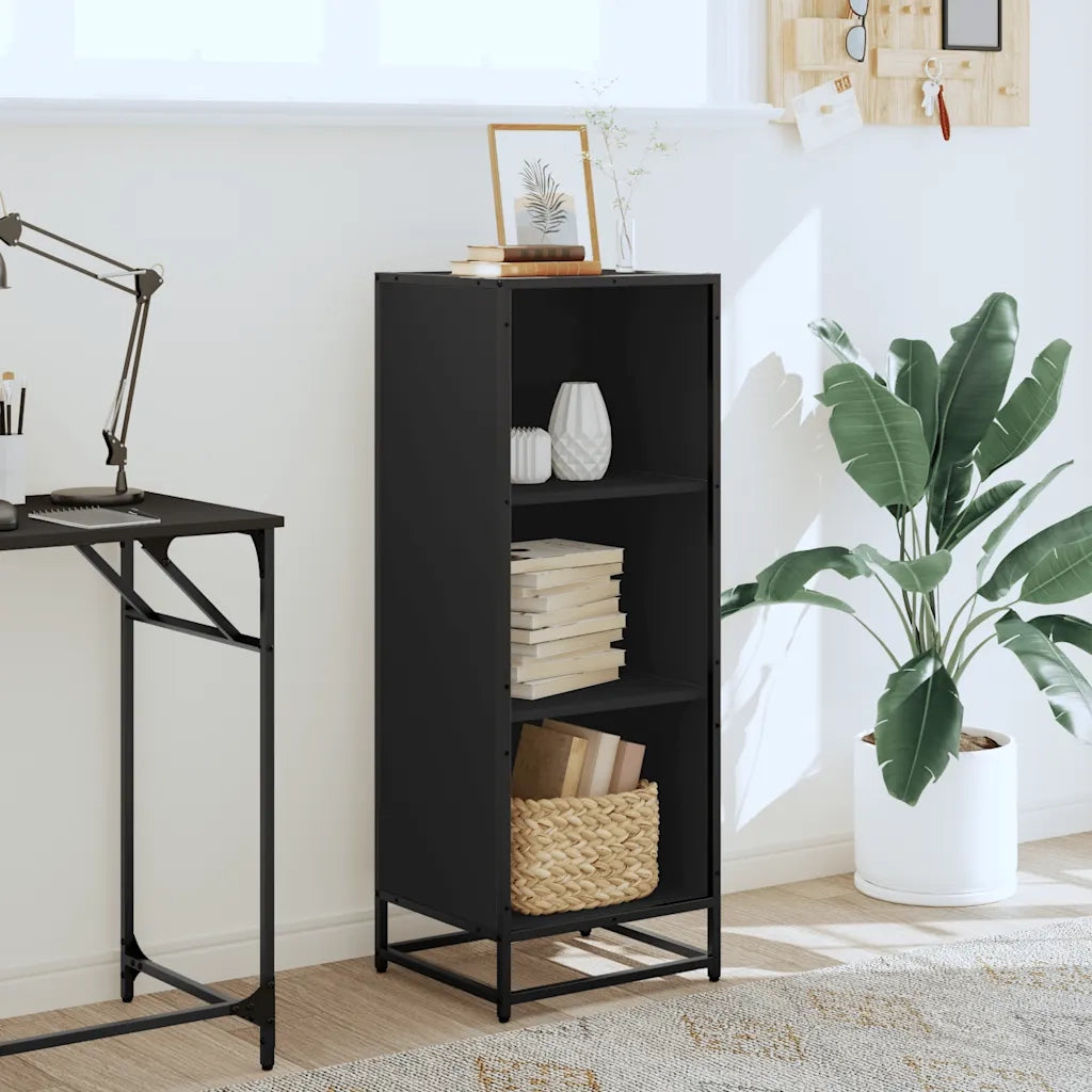 Libreria-Scaffale per Libri-Mobile di Stoccaggio Nera 40x35x107,5 cm in Legno Multistrato