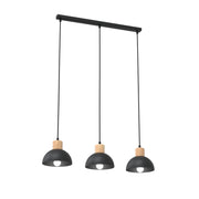 Lampada a sospensione Seco in acciaio nero e legno naturale