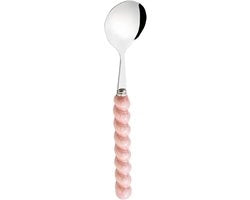 Tavolino di servizio in acciaio inossidabile - Manico di pelle rosa - Cucina elegante per casa e cena