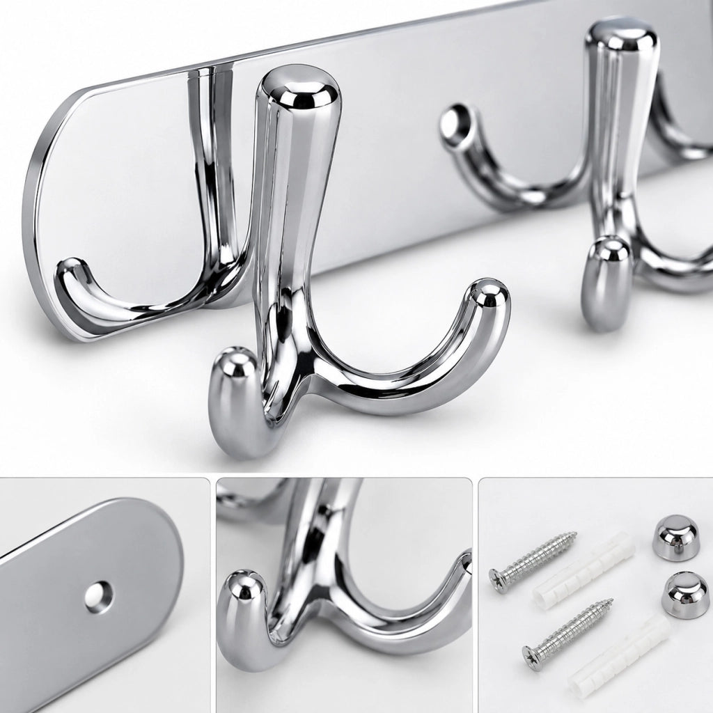 APPENDIABITI 3 GANCI BAGNO MURO GANCIO ASCIUGAMANI CASA CROMATO DA PARETE 03455
