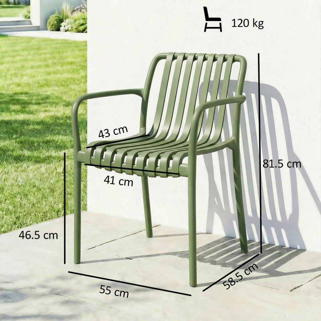 Sedia da Pranzo da Giardino Impilabile con Braccioli ¨C zephmum ¨C Grigio