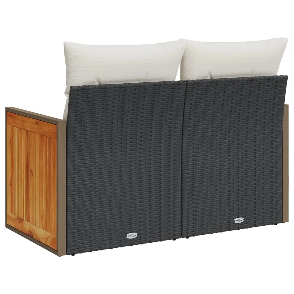 Divano da Giardino con Cuscini a 2 Posti-Sofa da Giardino-Divano da esterno Nero in Polyrattan 168786