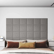 Testiera da Parete 12 pcs Grigio chiaro 30 x 30 cm Tessuto