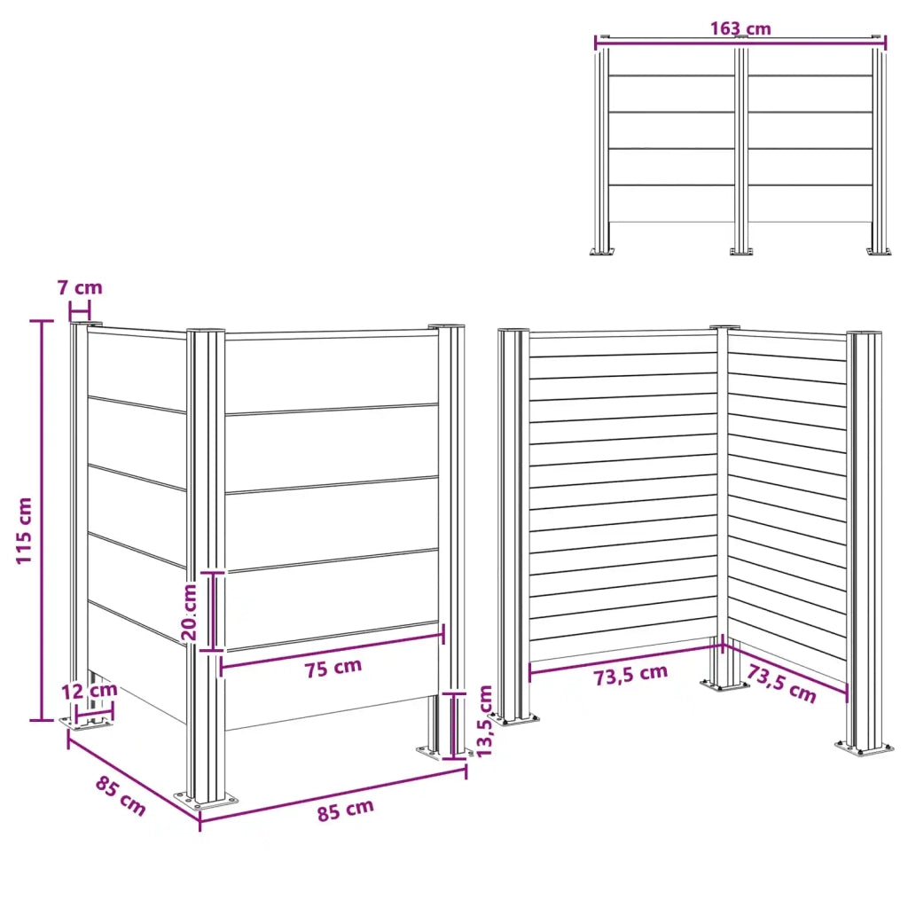 Recinzione Contenitore per Rifiuti Grigio 85 x 85 x 115 cm