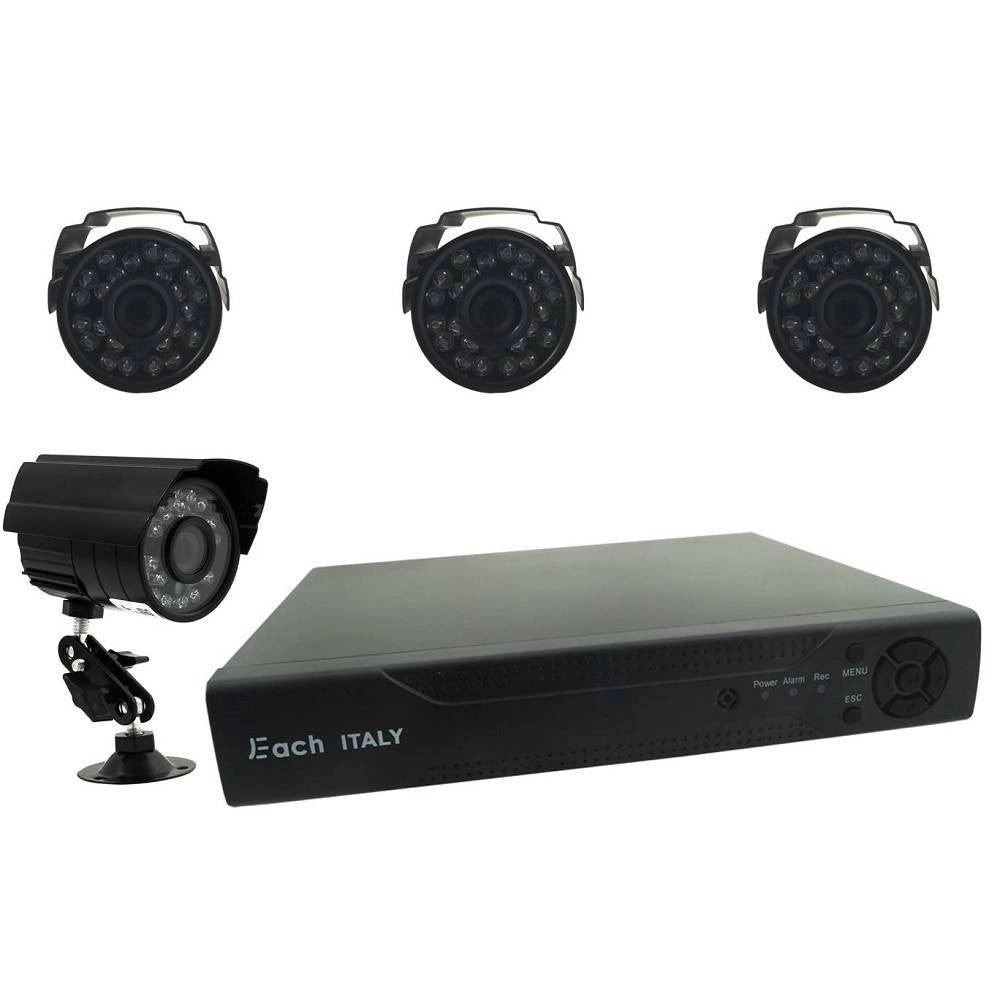 Trade Shop - Kit Dvr Videosorveglianza Hdmi 4 Telecamere Ir 4 Canali Bnc Completo 5504h-4-b -