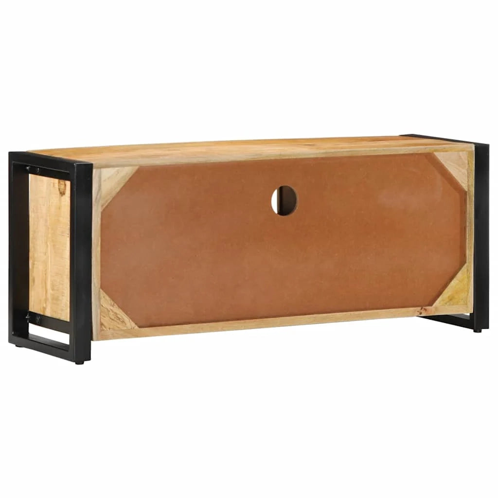 Mobile porta TV 100 x 30 x 40 cm ampio e pratico spazio di archiviazione design industriale legno massello di mango grezzo 02_0057630