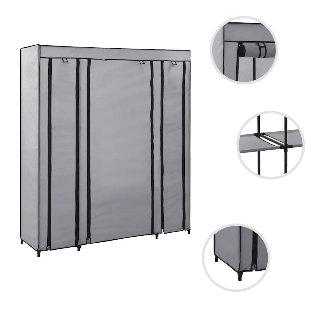 Armadio con Scomparti e Aste Grigio 150x45x176 cm in Tessuto CFW5972126