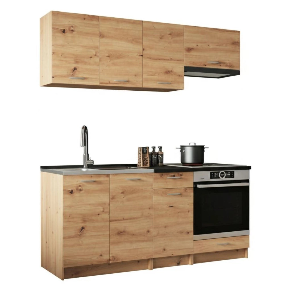Cucinino Teano, Cucina Modulabile, Marrone Rovere Nodi