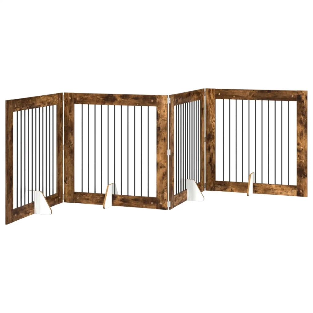 Cancello per cani con supporti 4 pcs Rovere Fumo 100 x 100 cm 892033