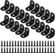 Angolo 90 gradi - Acciaio inossidabile - Supporto angolare con viti - Mobili segreteria tavolo pannello - 20x20 mm - 20 pezzi - Nero