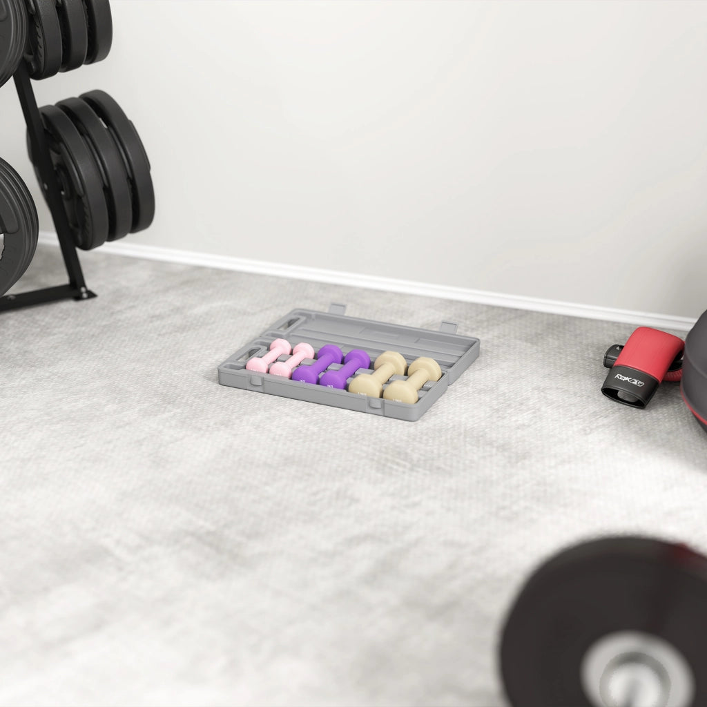 Set 6 di Manubri Pesi Fitness 6 kg Totali con Impugnatura Antiscivolo e Valigetta Multicolore Rosa