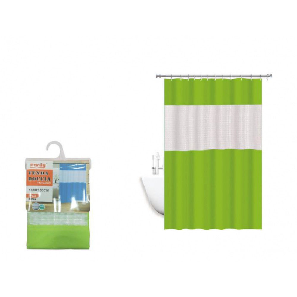 Trade Shop - Tenda Doccia Vasca Impermeabile Antimuffa Verde 3d Giuntura 180 X 200 Cm 52133 -